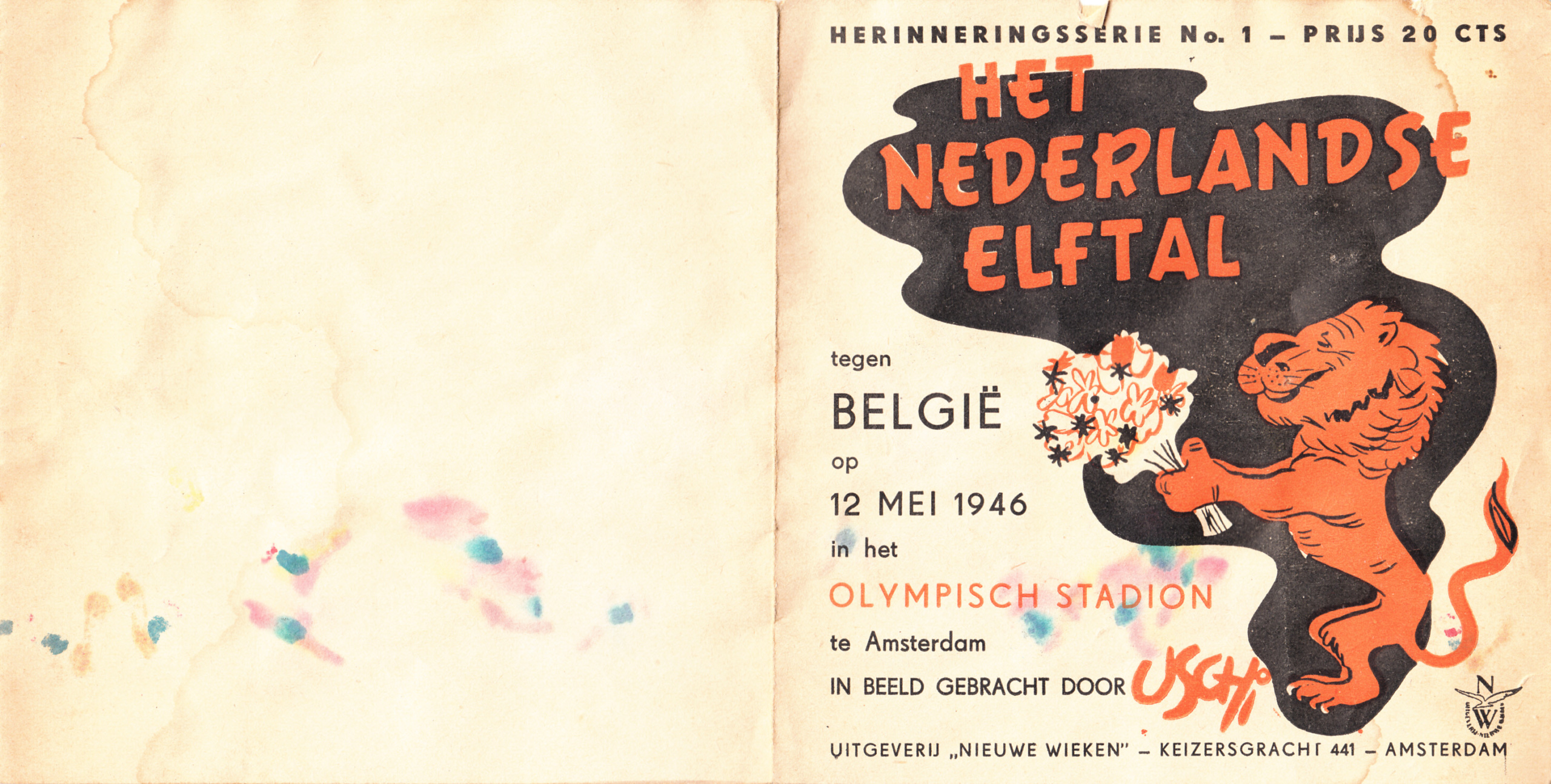 cover Nederlands Elftal 12 mei 1946 Belgie